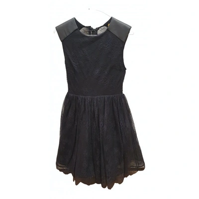 Pre-owned Alice And Olivia Leather Mini Dress In Black