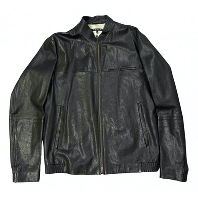 Pre-owned Theory Leather Jacket In Black