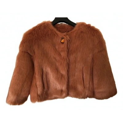 Pre-owned Alysi Faux Fur Coat In Orange