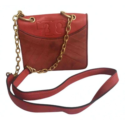 Pre-owned Tory Burch Leather Crossbody Bag In Red
