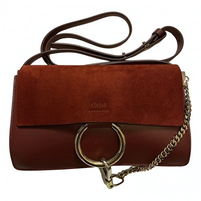 Pre-owned Chloé Faye Leather Mini Bag In Burgundy