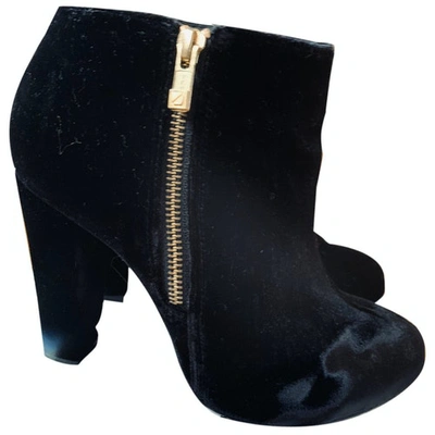 Pre-owned Kat Maconie Velvet Ankle Boots In Black