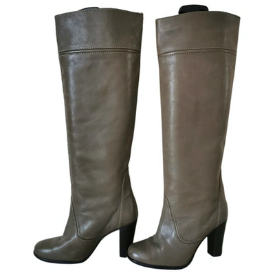 Pre-owned Tila March Leather Boots In Grey