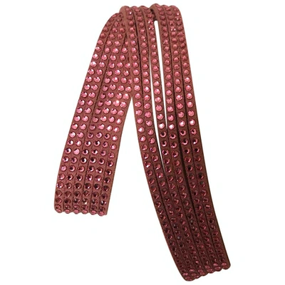 Pre-owned Swarovski Slake Leather Bracelet In Pink