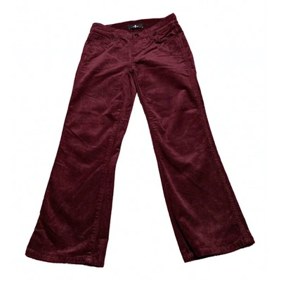 Pre-owned 7 For All Mankind Large Pants In Burgundy