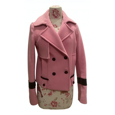 Pre-owned Trussardi Wool Caban In Pink