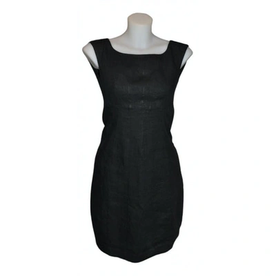 Pre-owned Aspesi Linen Mid-length Dress In Black