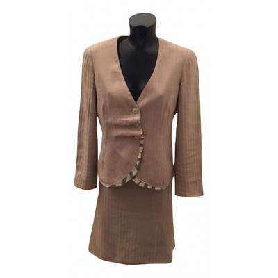 Pre-owned Armani Collezioni Linen Suit Jacket In Beige