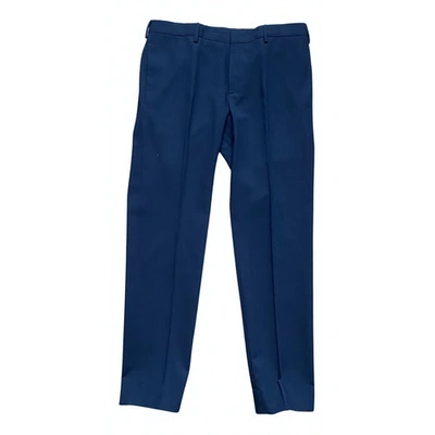 Pre-owned Prada Blue Wool Trousers