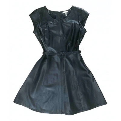 Pre-owned Maje Leather Mid-length Dress In Black