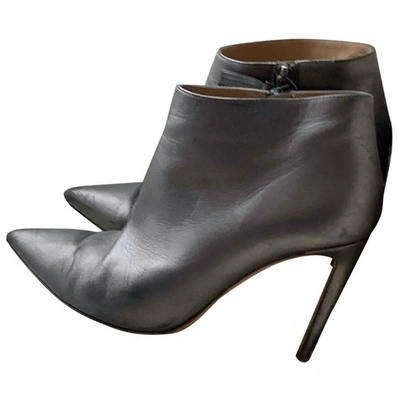 Pre-owned Ralph Lauren Leather Ankle Boots In Grey