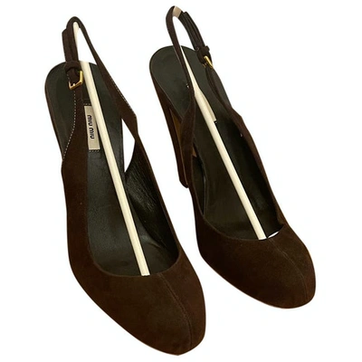 Pre-owned Miu Miu Sandals In Brown