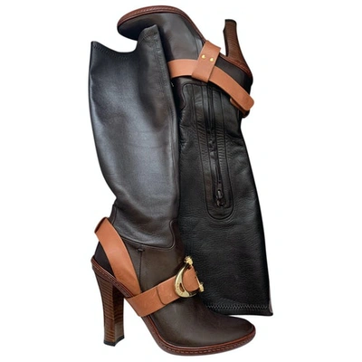Pre-owned Celine Leather Boots In Brown