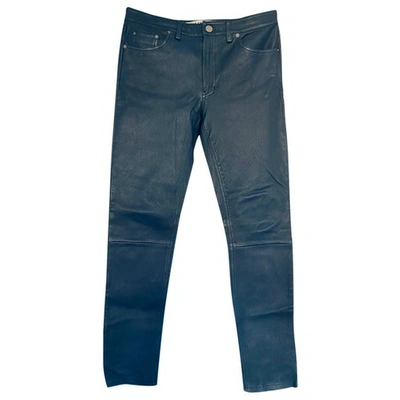Pre-owned Acne Studios Leather Straight Pants In Blue