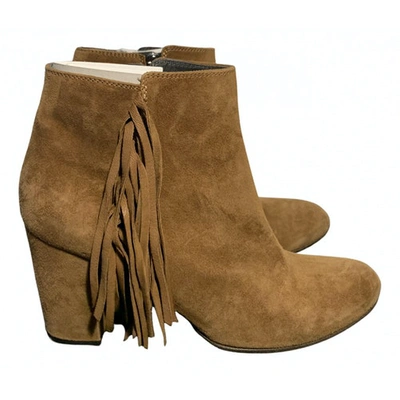 Pre-owned Via Roma Xv Leather Ankle Boots In Camel
