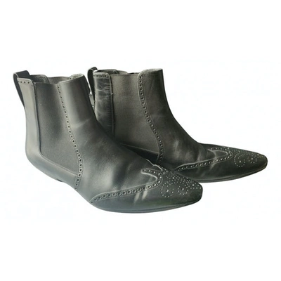 Pre-owned Dior Leather Boots In Black