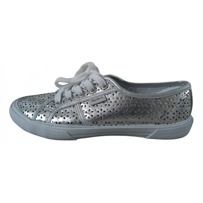 Pre-owned Pepe Jeans Vegan Leather Trainers In Silver
