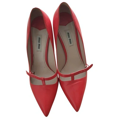 Pre-owned Miu Miu Leather Heels In Red