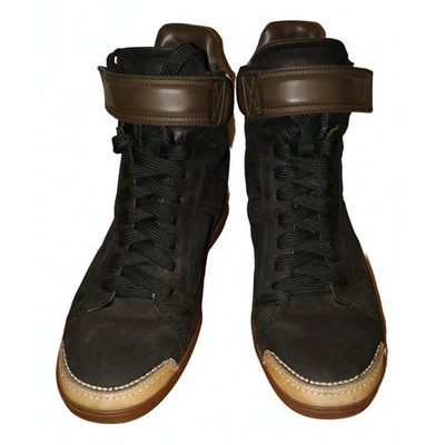 Pre-owned Santoni Leather Lace Up Boots In Black