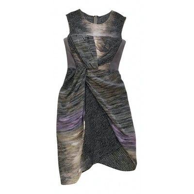Pre-owned Peter Pilotto Silk Mid-length Dress In Grey