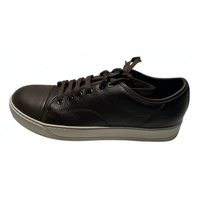 Pre-owned Lanvin Leather Low Trainers In Brown