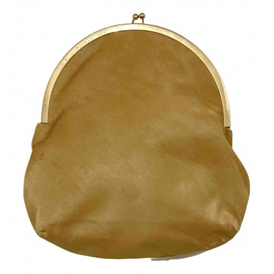 Pre-owned Simone Rocha Pony-style Calfskin Clutch Bag In Gold