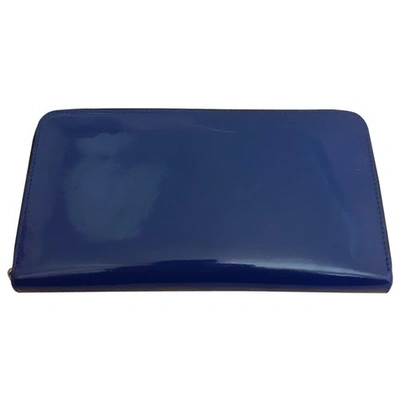 Pre-owned Celine Leather Wallet In Blue