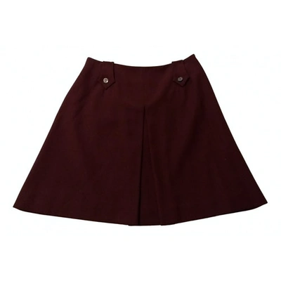 Pre-owned Christian Lacroix Wool Mini Skirt In Burgundy