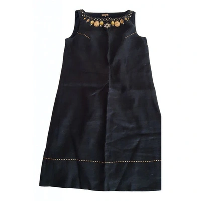 Pre-owned Maliparmi Linen Mid-length Dress In Black