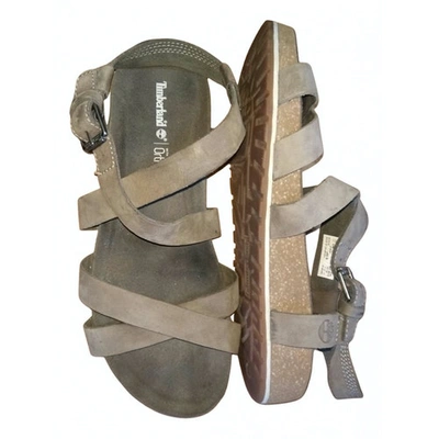 Pre-owned Timberland Leather Sandal In Khaki