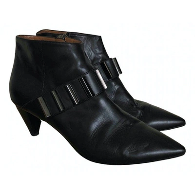 Pre-owned Aquatalia Leather Ankle Boots In Black