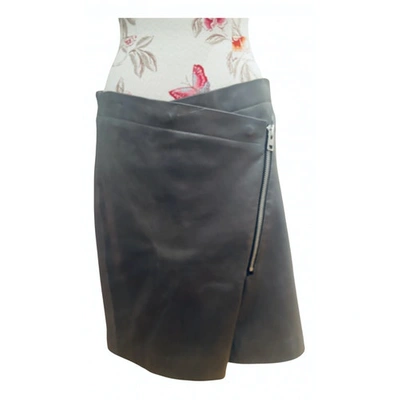 Pre-owned Allsaints Leather Skirt In Grey