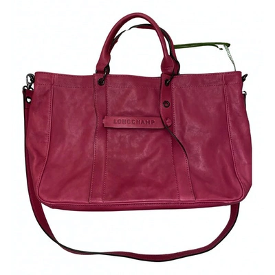 Pre-owned Longchamp 3d Leather Tote In Pink