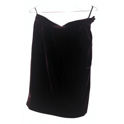 Pre-owned Emanuel Ungaro Velvet Mid-length Skirt In Burgundy