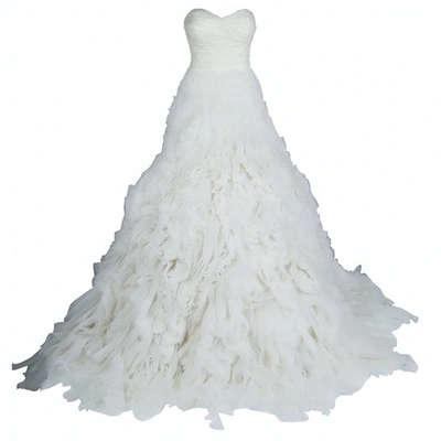 Pre-owned Monique Lhuillier White Silk Dress
