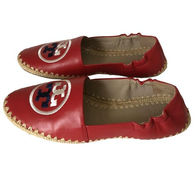 Pre-owned Tory Burch Leather Espadrilles In Red