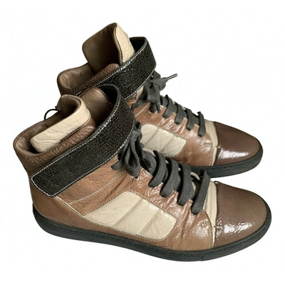 Pre-owned Brunello Cucinelli Patent Leather Trainers In Brown
