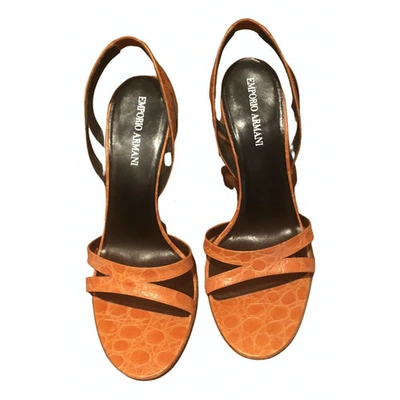 Pre-owned Giorgio Armani Leather Sandals In Orange