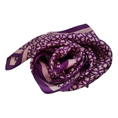 Pre-owned Dkny Silk Neckerchief In Purple