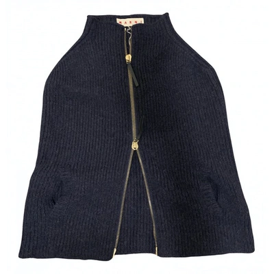Pre-owned Marni Wool Cape In Navy