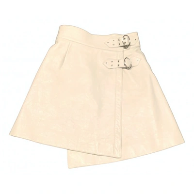 Pre-owned Miu Miu Leather Mini Skirt In White