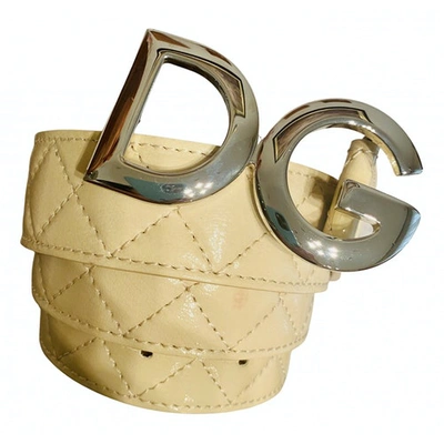 Pre-owned Dolce & Gabbana Patent Leather Belt In Ecru