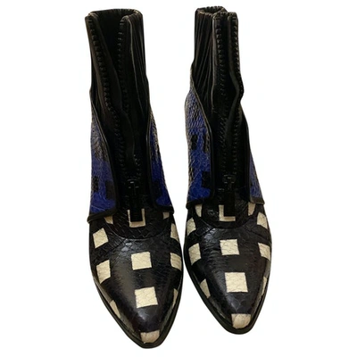 Pre-owned Kenzo Leather Ankle Boots In Blue
