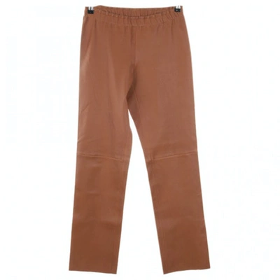 Pre-owned Stouls Camel Leather Trousers