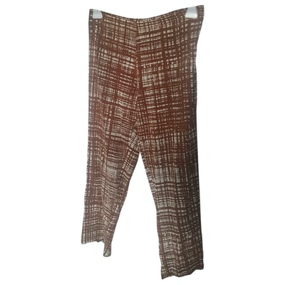 Pre-owned Prada Silk Trousers In Brown