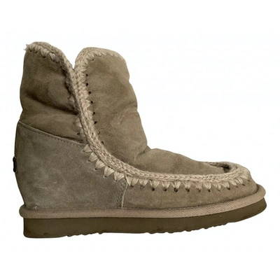 Pre-owned Mou Ankle Boots In Beige