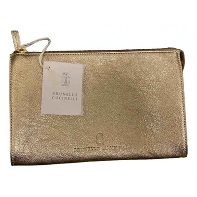 Pre-owned Brunello Cucinelli Leather Clutch Bag In Gold