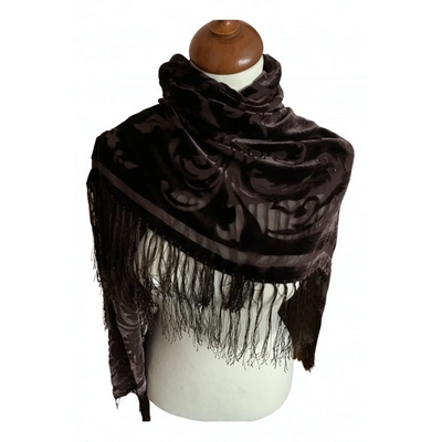 Pre-owned Basile Silk Stole In Brown