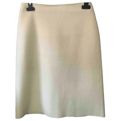 Pre-owned Calvin Klein Collection Wool Mid-length Skirt In White