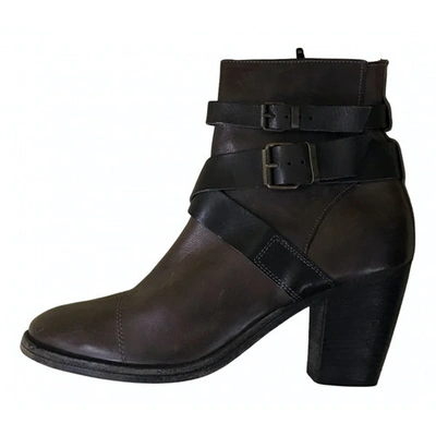 Pre-owned Moma Leather Ankle Boots In Brown